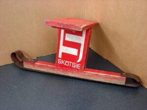 Vintage Child's Original Red Paint Snow Sled Skotsie Iron Runners Seat Unique