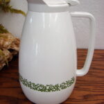 Thermo Serv West Bend Insulated White Green Ivy Serving Pitcher Carafe