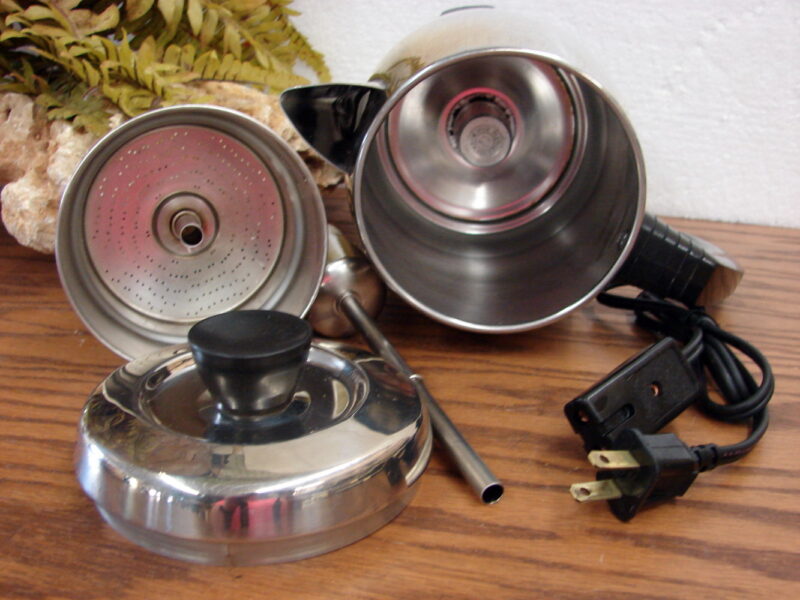 Vintage West Bend Chrome 6-9 Cup Automatic Percolator Electric Coffee Pot, Moose-R-Us.Com Log Cabin Decor