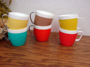 Vintage West Bend Thermo Serv Colored Coffee Cups Lot of 6