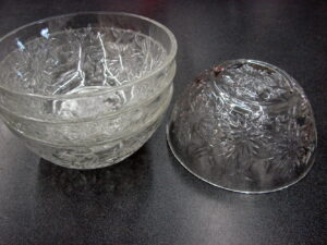 Set/4 Retired Princess House Fantasia Raised Relief Crystal Poinsettia 5" Coupe Bowl