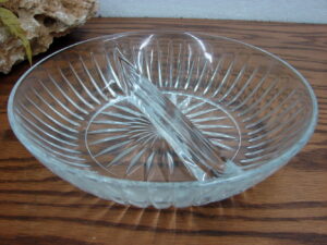 Princess House Royal Highlights Glass Divided Relish Tray and Oval Serving Bowl