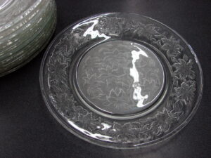 Set/11 Retired Princess House Fantasia Raised Relief Poinsettia Frosted Crystal 10" Dinner Plate