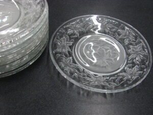 Set/9 Retired Princess House Fantasia Raised Relief Frosted Crystal Poinsettia 6" Plate