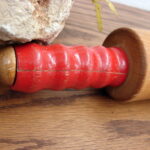 Antique Swedish Wood Rolling Pin Red Handles Maple 100+ Years Old