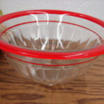 Vintage Federal Hazel Atlas Clear Red Stripes Glass Rolled Rim Square Bottom Mixing Bowl - Image 2