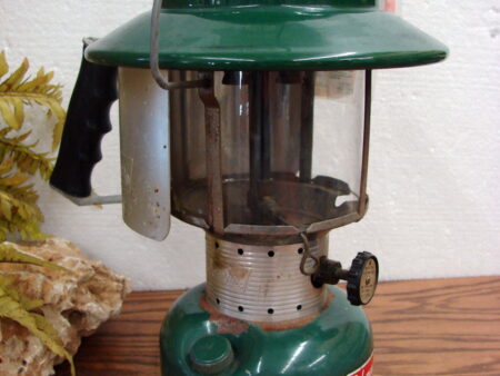 Vintage Coleman 228F Green Enamel Camping Lantern Reflector Side Handle