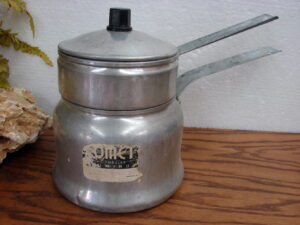 Vintage MCM Comet Aluminum Double Boiler Label