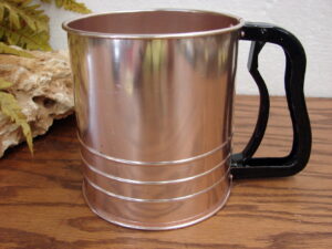 Vintage MCM Rose Copper Aluminum Flour Sifter Triple Screen