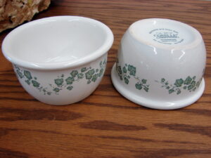 Set/2 Corning Callaway Green Ivy Corelle Custard Ramekin Cup 7 oz