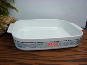 Vintage Corning Ware Corelle Silk & Roses A-21 Open Roaster Lasagna