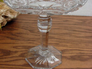 Vintage Crystal Heavy Cut Glass Pedestal Compote Bowl