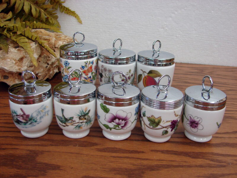 Set of 8 Vintage England Porcelain Egg Coddler Royal Worcester Aynsley, Moose-R-Us.Com Antiques Collectibles Log Cabin Decor