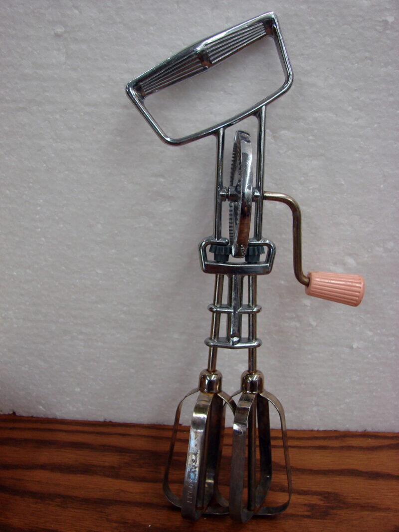 Vintage Pink Etko Chrome Egg Beater Hand Crank Mixer Whisk No Electricity, Moose-R-Us.Com Log Cabin Decor