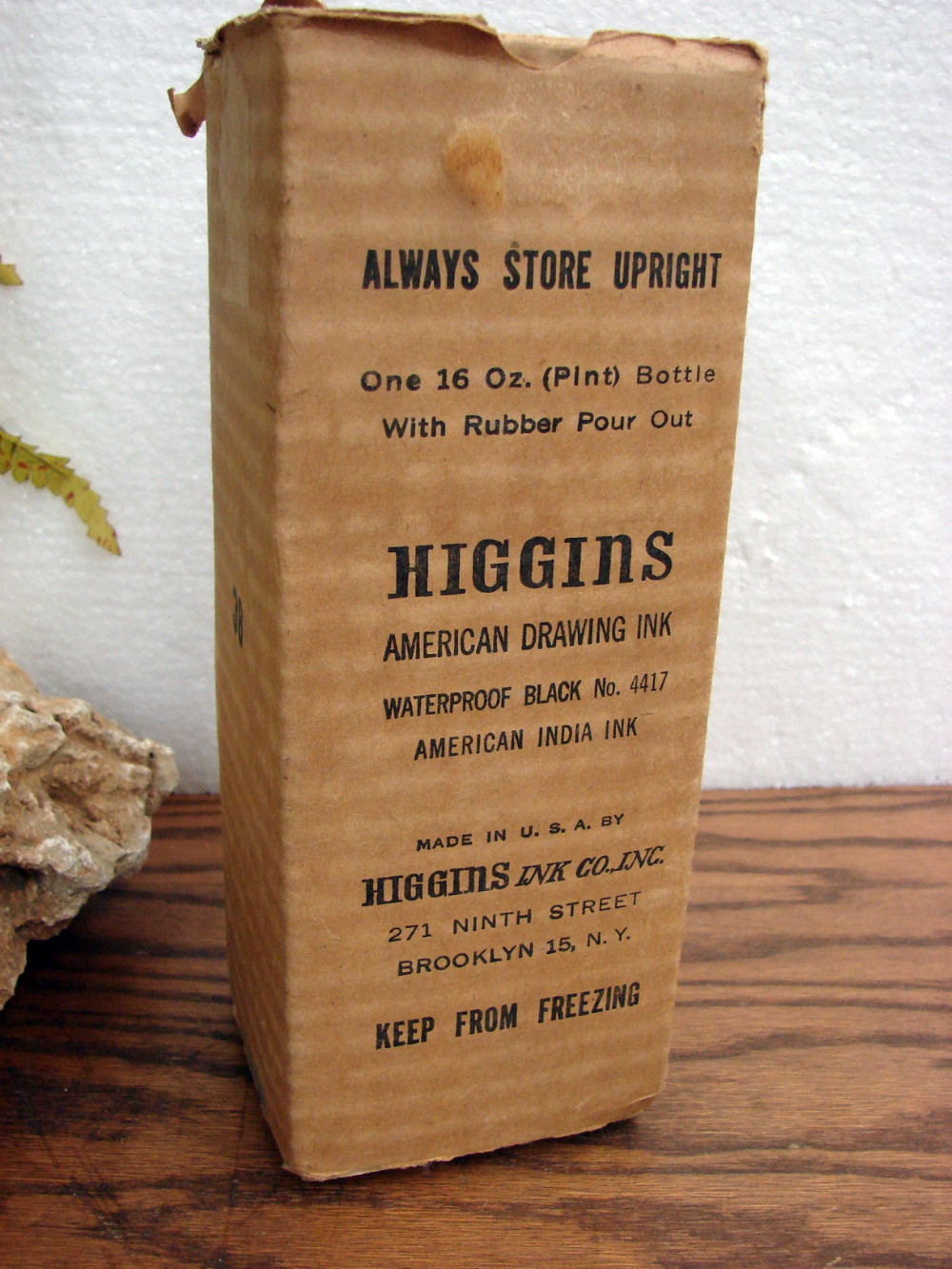 Vintage Higgins American India Drawing Ink 1 Pint Original Box Waterproof Black - Image 3