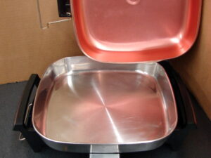 Vintage Hoover Electric Fry Pan Copper Tone Chicken Fryer Stainless Steel Warmer Tray, Moose-R-Us.Com Log Cabin Decor