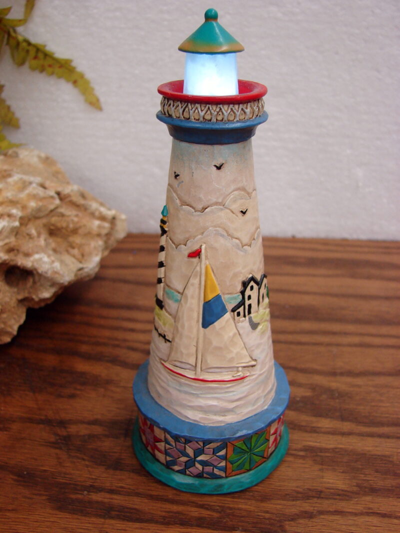 Jim Shore Heartwood Creek Light up Lighthouse #4011334 Tested, Moose-R-Us.Com Antiques Collectibles Log Cabin Decor