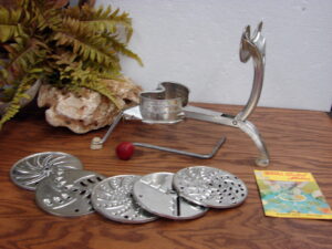 Vintage Mouli-Julienne Salad Maker Complete 5 Disc Set w/ Instructions/Recipes