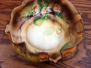 Vintage Nippon Porcelain Raised Relief Collection Nut Fruit Green Mark Buckeye