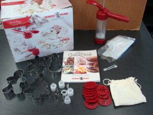 Nordic Ware International Cookie Kit 34 Piece Cookie Press Cutters Decorating Kit Book Box