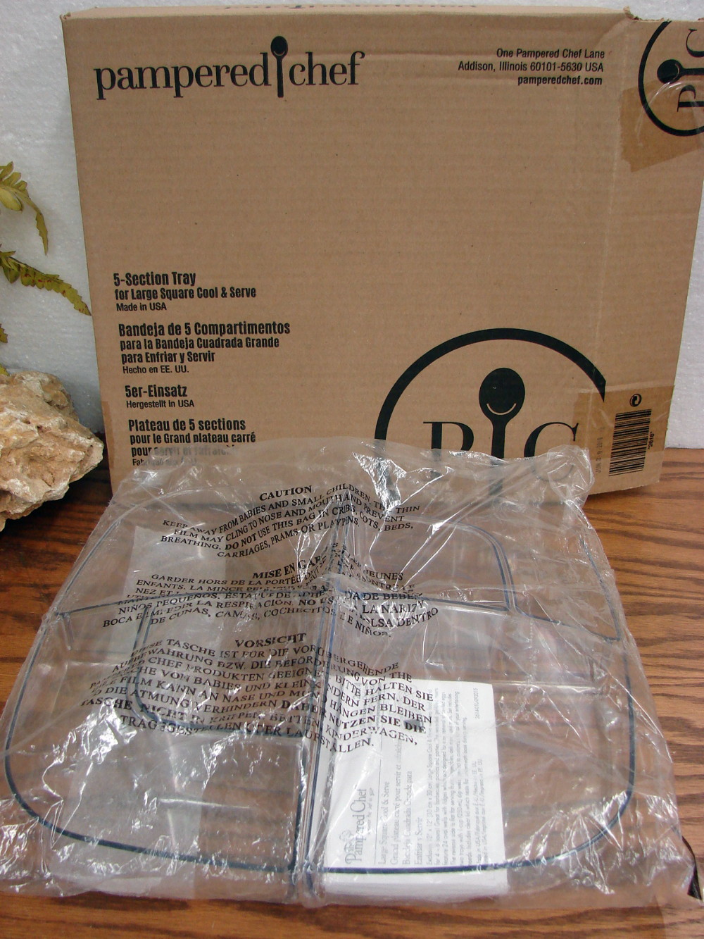 Original Pampered Chef 5 Section Tray 2618 Large Square Cool Serve Moose R Us.Com Log Cabin Decor