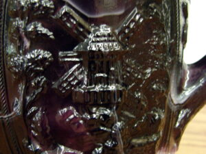 Vintage Imperial Slag Glass Marbeled Windmill Dutch Scene Pitcher