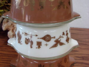 Set/3 Vintage PYREX Early American Patterned #471-473 Cinderella Round Casserole Set