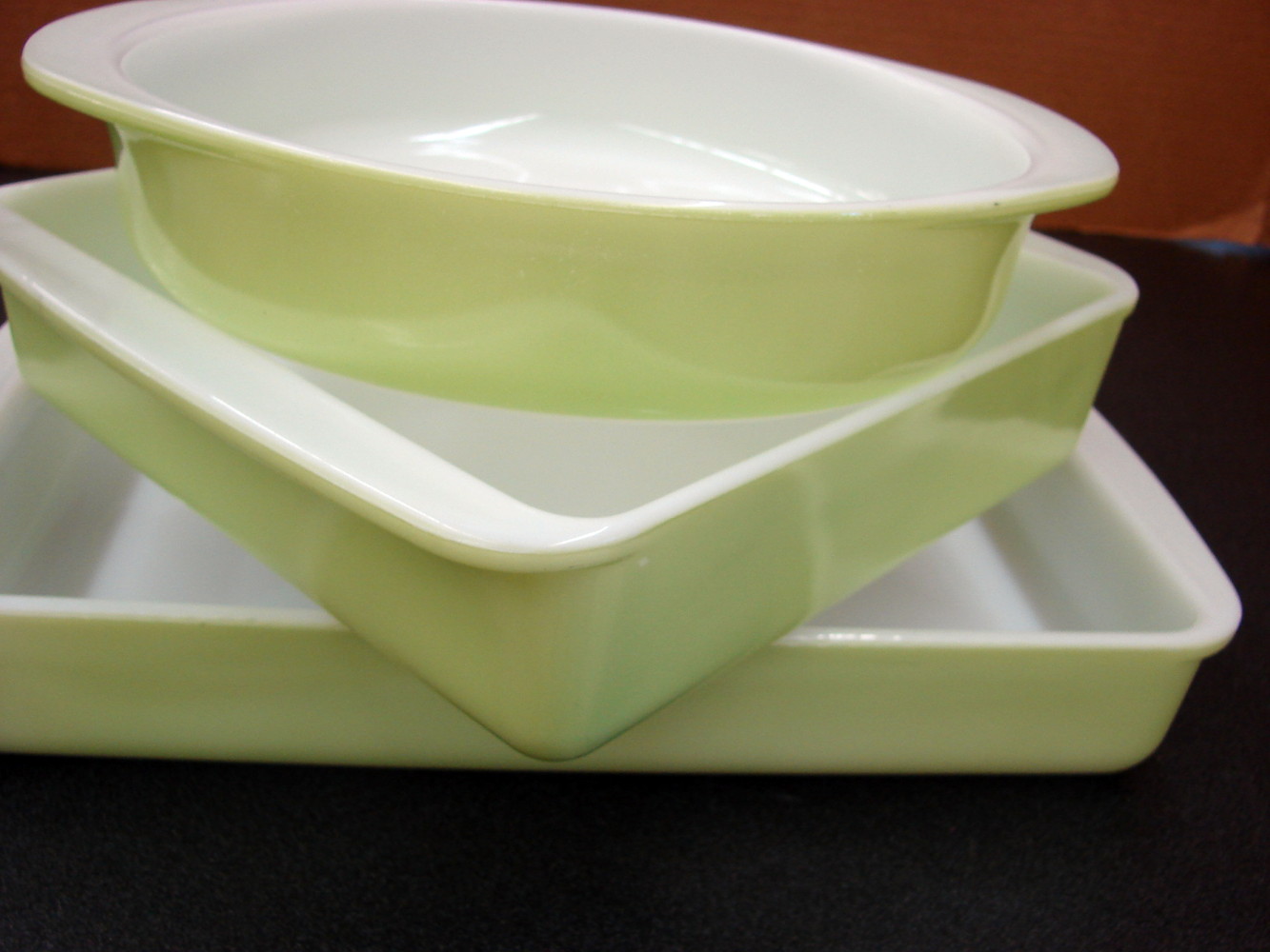 Vintage PYREX Lime Green Open Bakers #221 #222 #232 Set/3