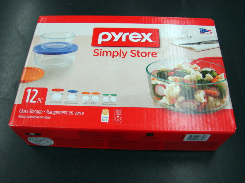 Newer Pyrex Simply Store 12pc Glass Storage Microwave Safe Brand New, Moose-R-Us.Com Antiques Collectibles Log Cabin Decor
