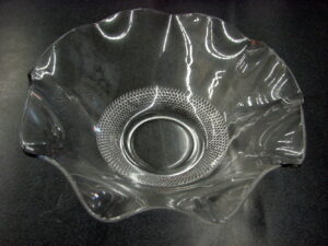 Vintage Crystal Duncan Miller Clear Ruffled Bowl Bubble Base