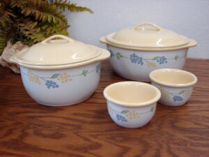 Set/2 Corning Ware Corelle Secret Garden Custard Dip Bowl Cups