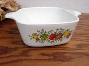 Vintage Corning Ware Spice of Life P-43 Small Square 2 3/4 Cup/700 ml Casserole Prep Work