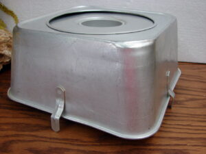 Vintage Aluminum Square Angel Food Cake Pan USA Cooling Feet