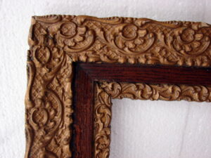 Antique Gesso Bubble Glass Curved Convex Oval Victorian Jesus Picture Frame, Moose-R-Us.Com Log Cabin Decor