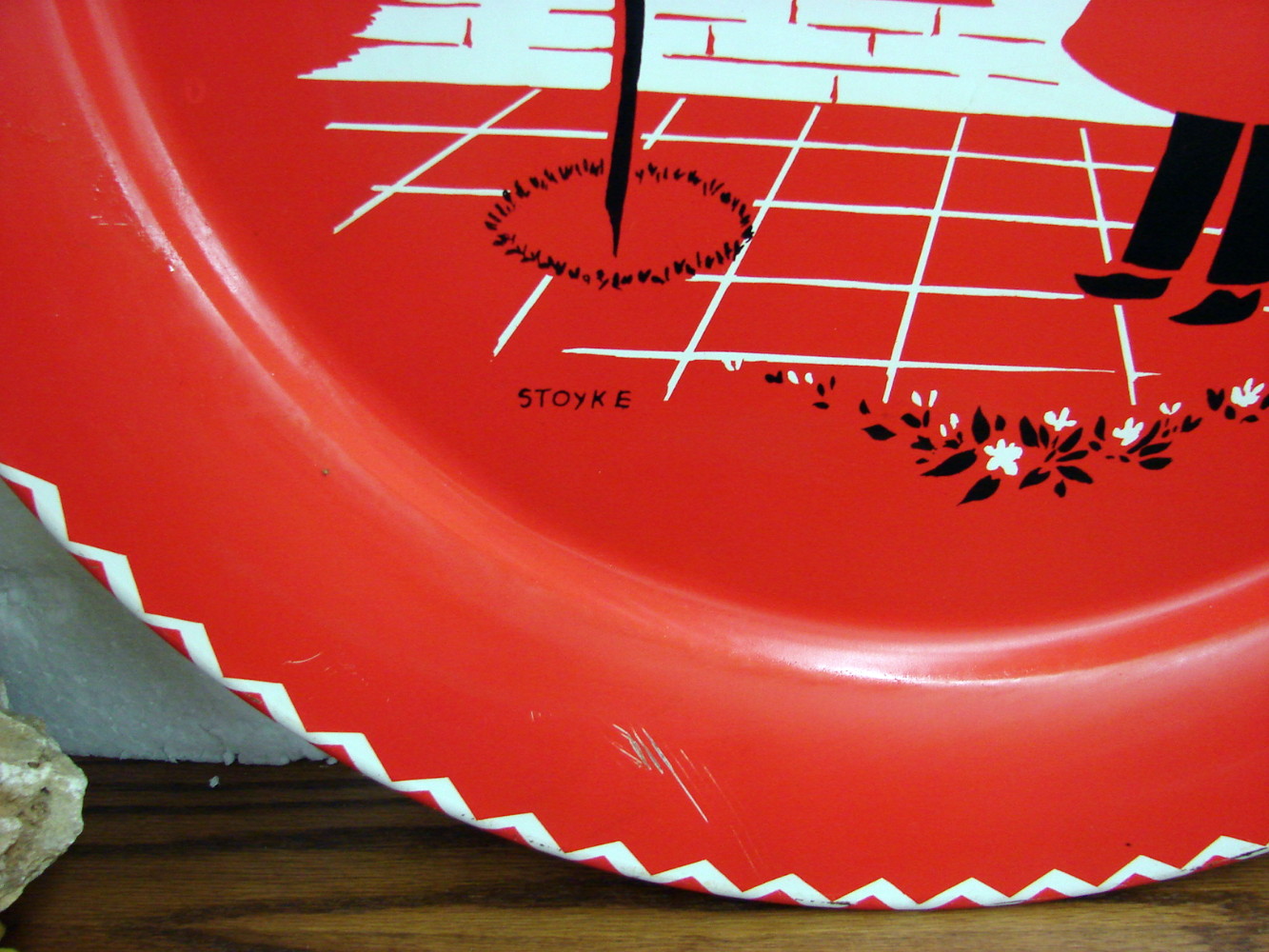 Vintage MCM 1950's Stoyke BBQ Chef Metal Tray 19" Serving Display - Image 5