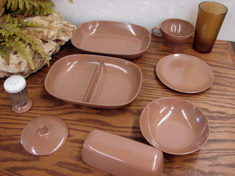 Vintage Texas Ware 46 pc Brown Dinner Ware Set Accessories Pieces, Moose-R-Us.Com Antiques Collectibles Log Cabin Decor