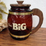 Siesta Ware Dark Amber Think Big Stein Glass Cookie Jar Storage Wood Lid
