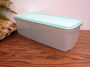 Vintage Tupperware Aqua/White Long Narrow Keeper #782
