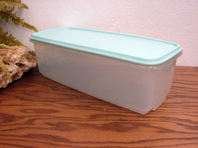 Vintage Tupperware Aqua/White Long Narrow Keeper #782, Moose-R-Us.Com Log Cabin Decor