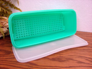 Vintage Tupperware #782 Celery Vegetable Keeper 3 Pc Jadeite Green