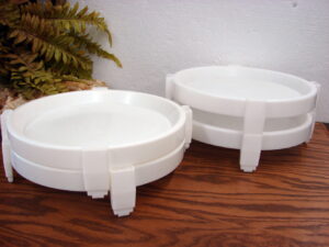 Vintage Tupperware Set/4 Divide-A-Rack Stackable White Pie Cup Cake Stackers