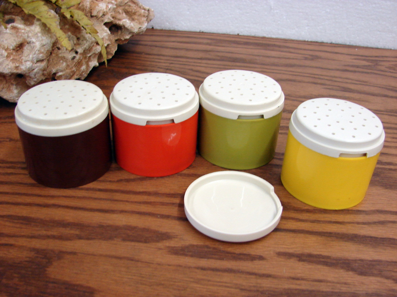 Vintage Tupperware Stack Spice Shakers Camping Harvest Colors