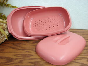 Vintage Tupperware Rose Pink #1273 Microwave Food Steamer 6 Cup 3 Piece