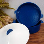 Tupperware Whirlpool Microsteamer w/ Book #3066 Royal Blue White - Image 2