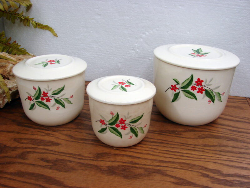 Vintage Universal Cambridge Woodvine Pitcher Canister Set Salt Pepper - Image 4