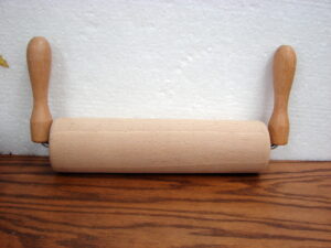 Vintage Swedish Unique Wood Rolling Pin Vertical Upright Handles Easy Grip