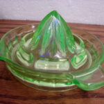 Vintage Uranium Glass Manual Citrus Juicer Hazel Atlas as is