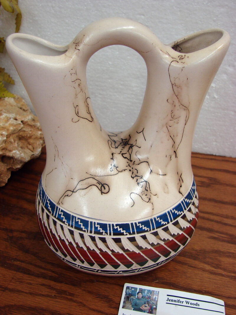 Navajo Wedding Vase Pottery Horsehair Etched Native American Indian, Moose-R-Us.Com Log Cabin Decor