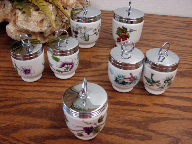 Set of 8 Vintage England Porcelain Egg Coddler Royal Worcester Aynsley, Moose-R-Us.Com Antiques Collectibles Log Cabin Decor
