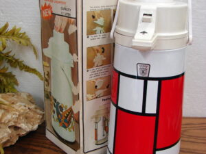 Vintage Air Pump Coffee Server airpumper Red Black Abstract w/ Box